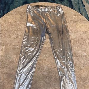 Silver metallic leggings